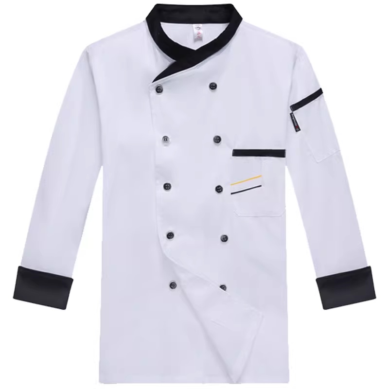 專業廚師長袖制服：透氣耐磨，雙排扣設計，提升餐廳專業形象