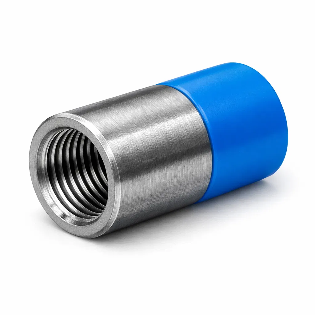 Bosa Technology mechanical rebar coupler with blue protective cap