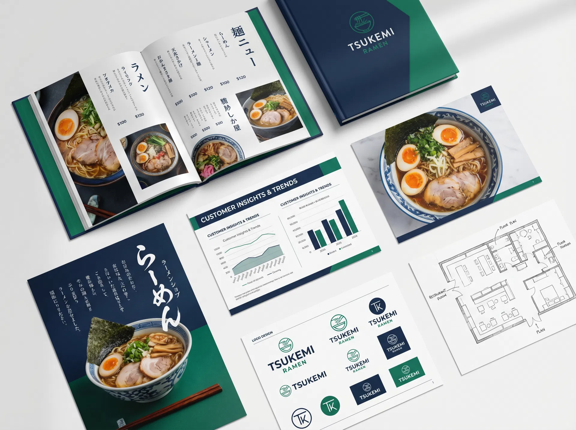 AIクリエイティブ制作 — メニュー、ポスター、スライド、ロゴ