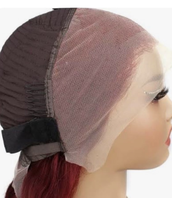 Just the front area is lace, varying lengths and depth the rest is machine cap