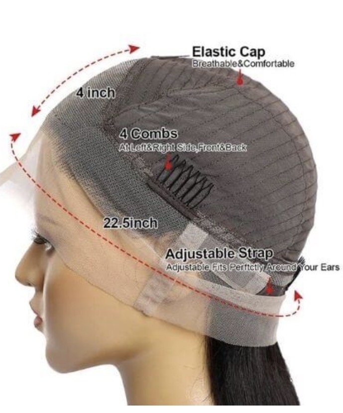 Lace in the front and all around the edges of the entire cap best for ponytails and buns