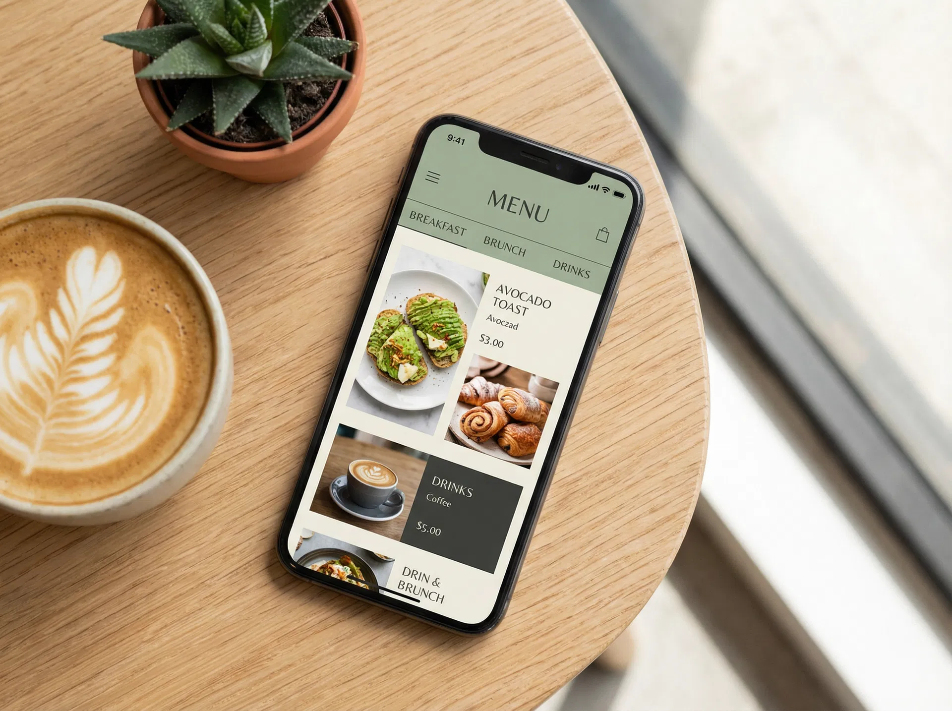 Digital menu on smartphone