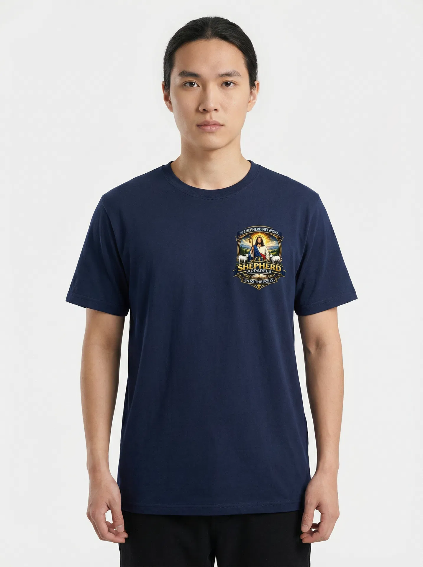 Shepherd Apparels navy t-shirt with logo