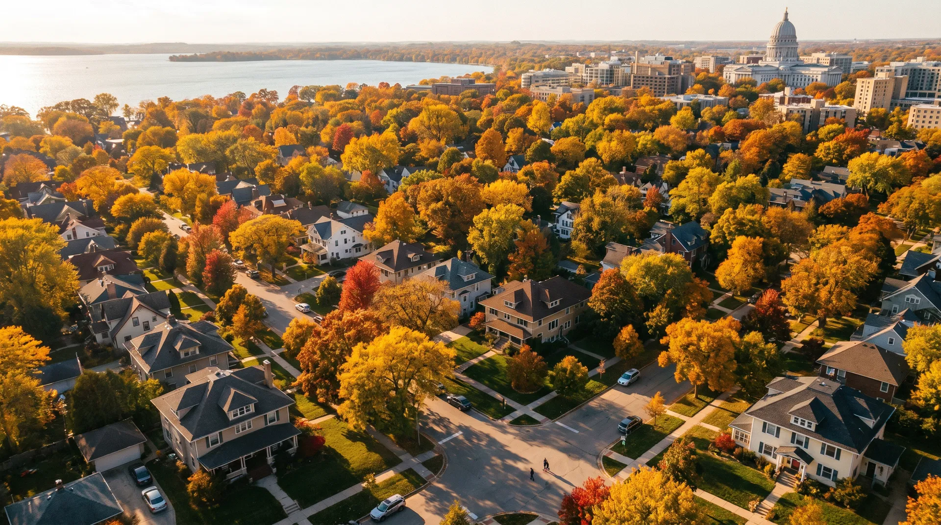 Madison neighborhood aerial view