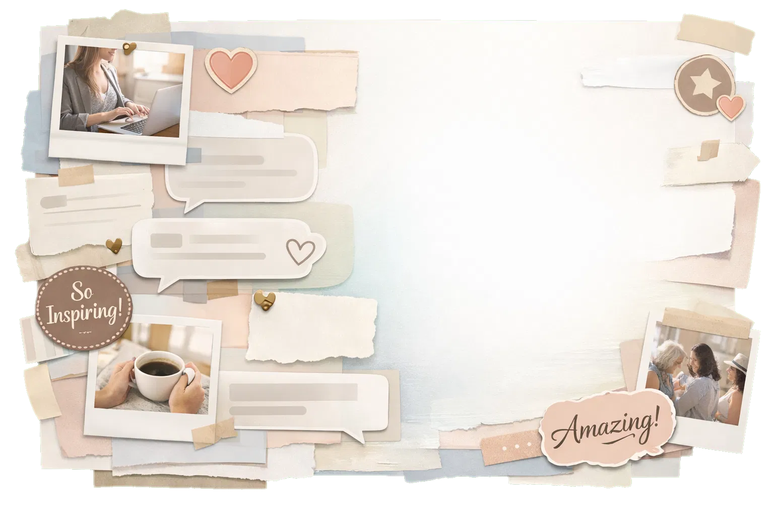 Pastel collage representing community reactions and testimonials