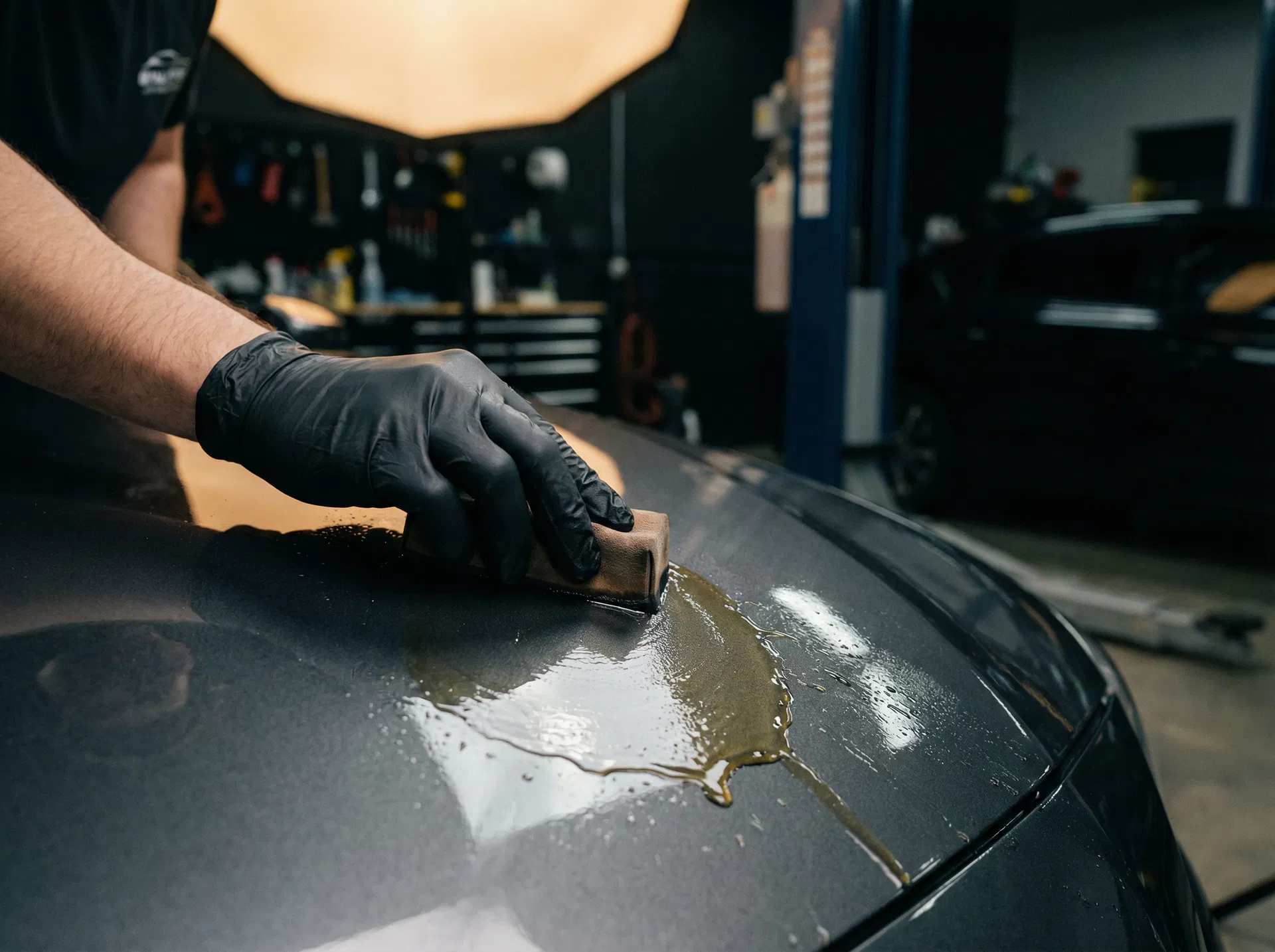 Professional applying ceramic coating