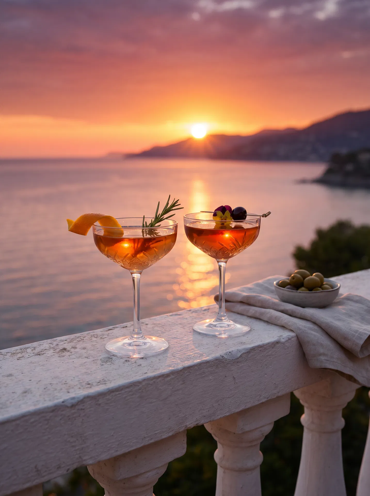 Sunset cocktails on the balcony