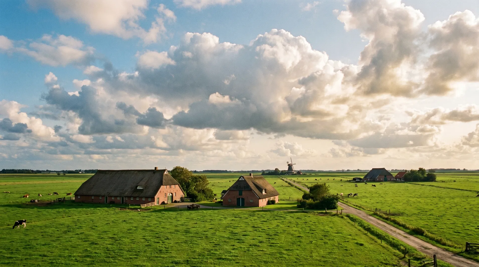 Ostfriesische Landschaft mit Bauernhöfen