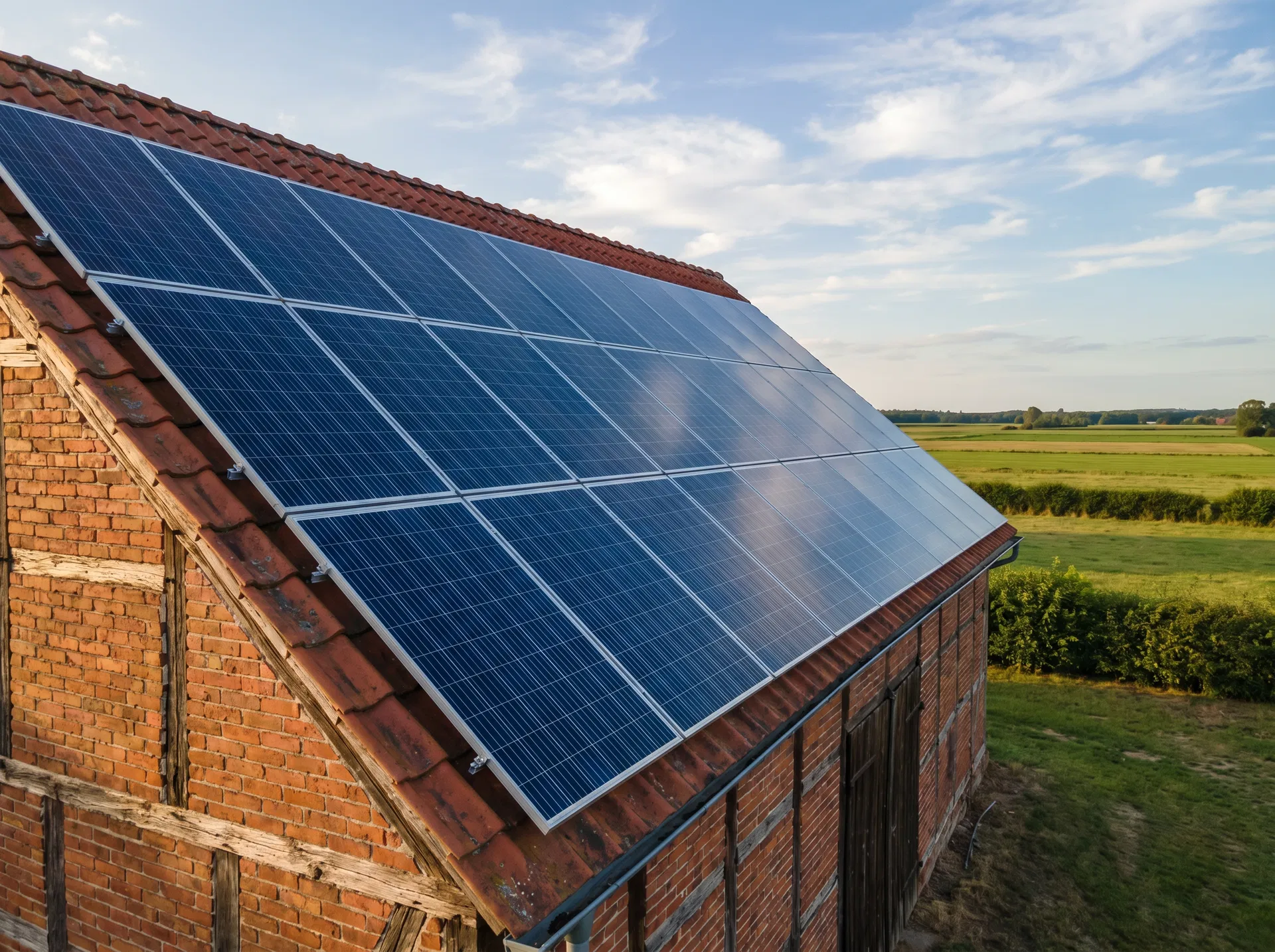 Solaranlage auf einem norddeutschen Scheunendach