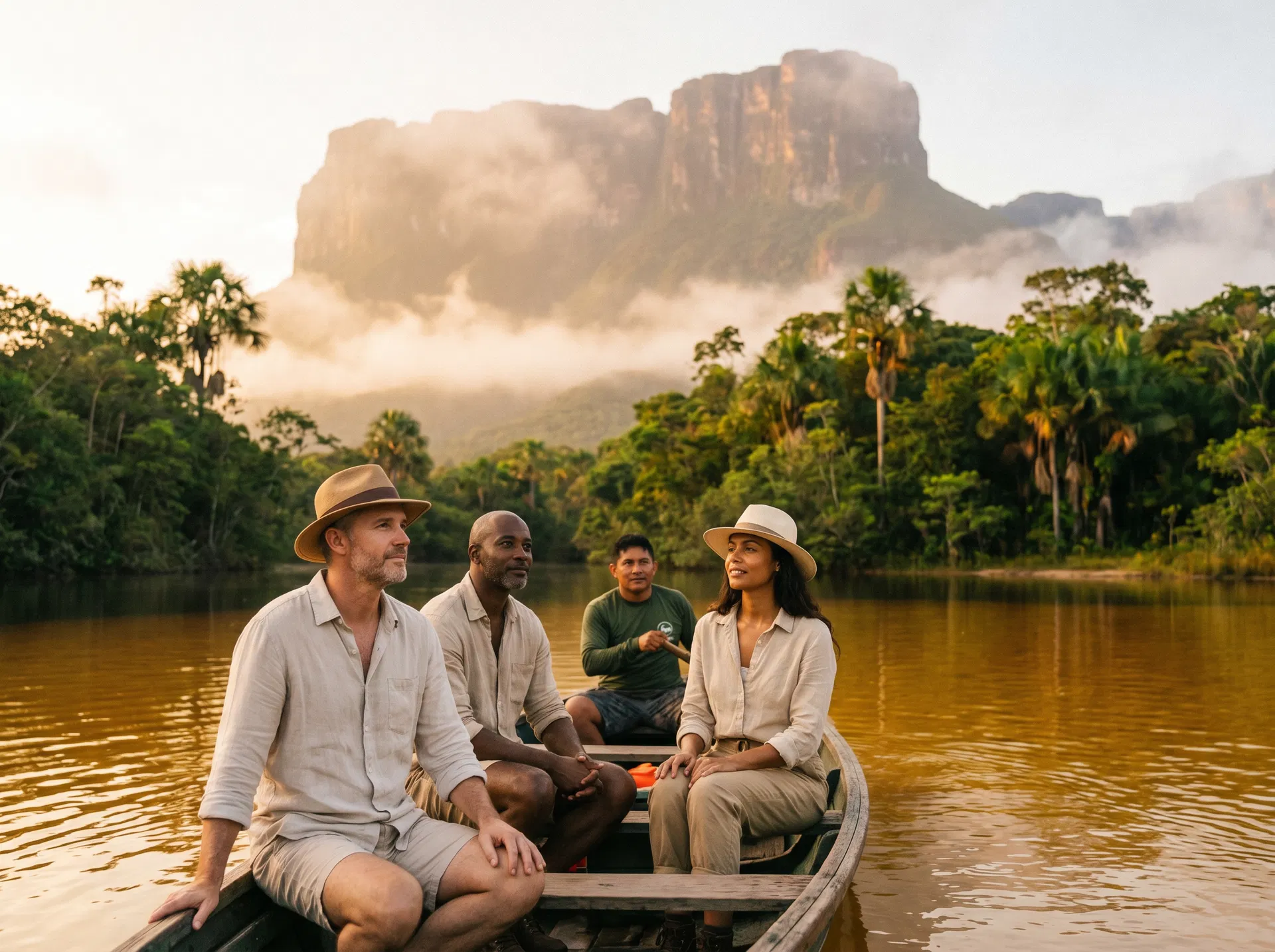 Viajeros descubriendo Canaima como parte de la experiencia VenePass