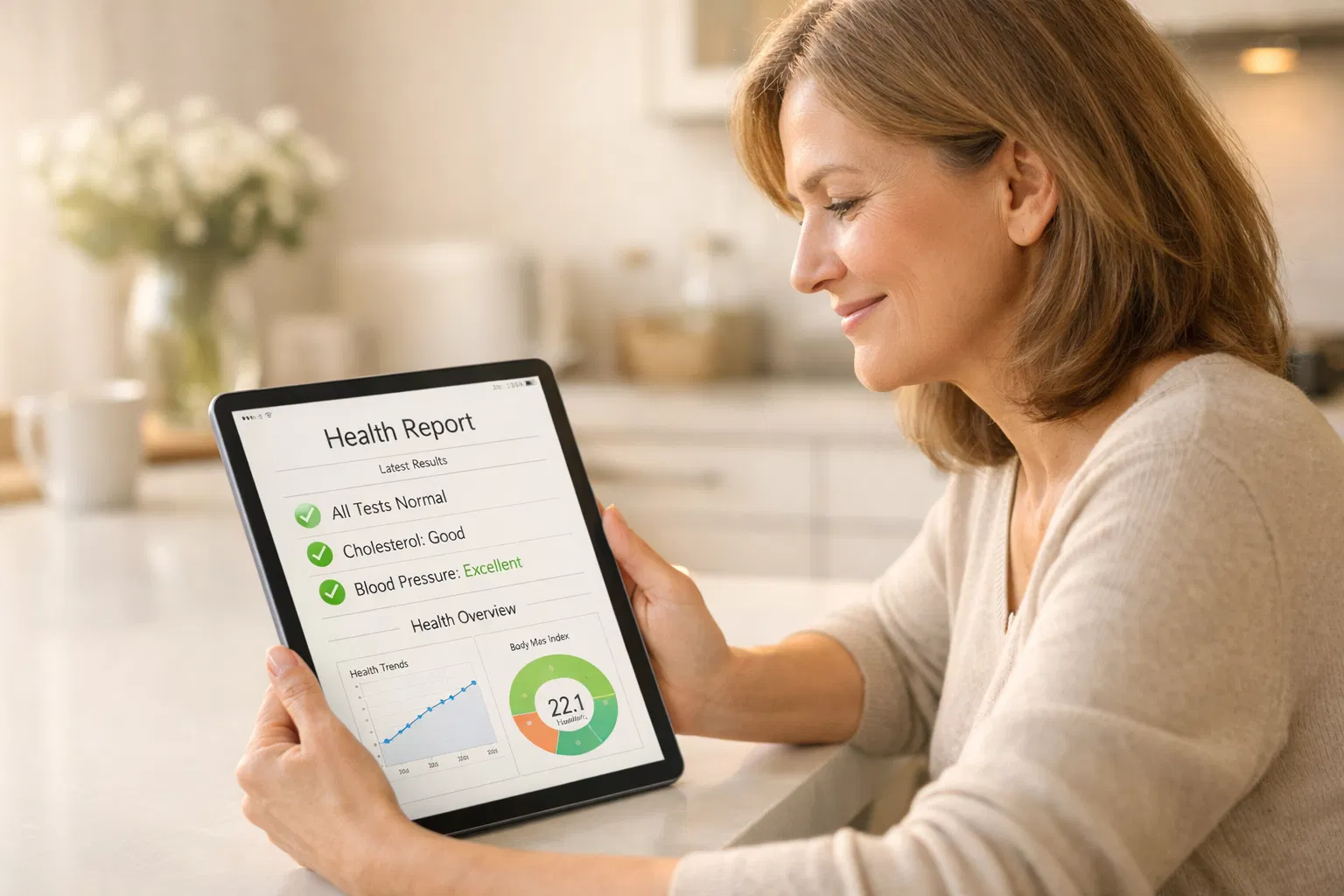 Patient reviewing health report