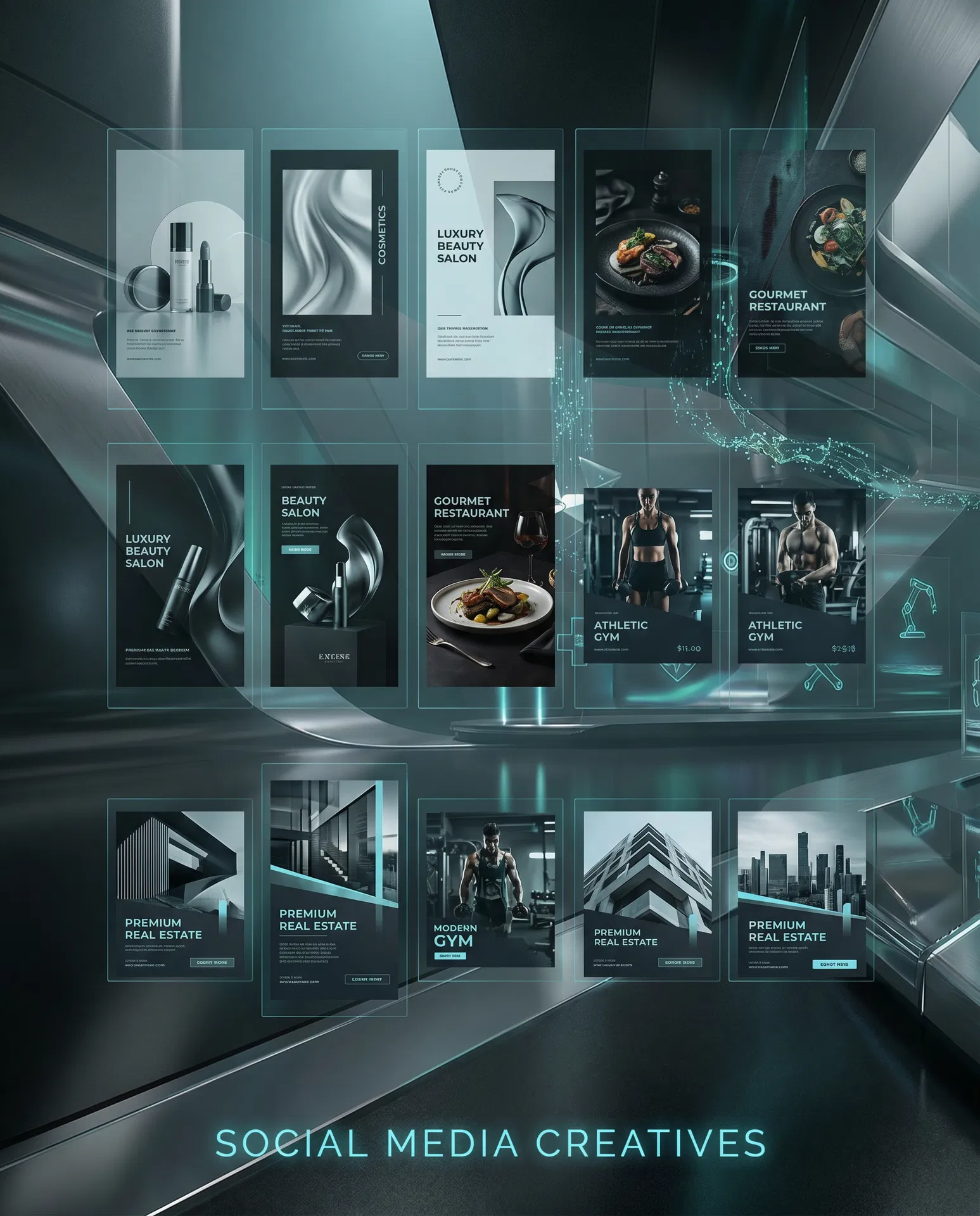 Social media creative concepts for multiple business types