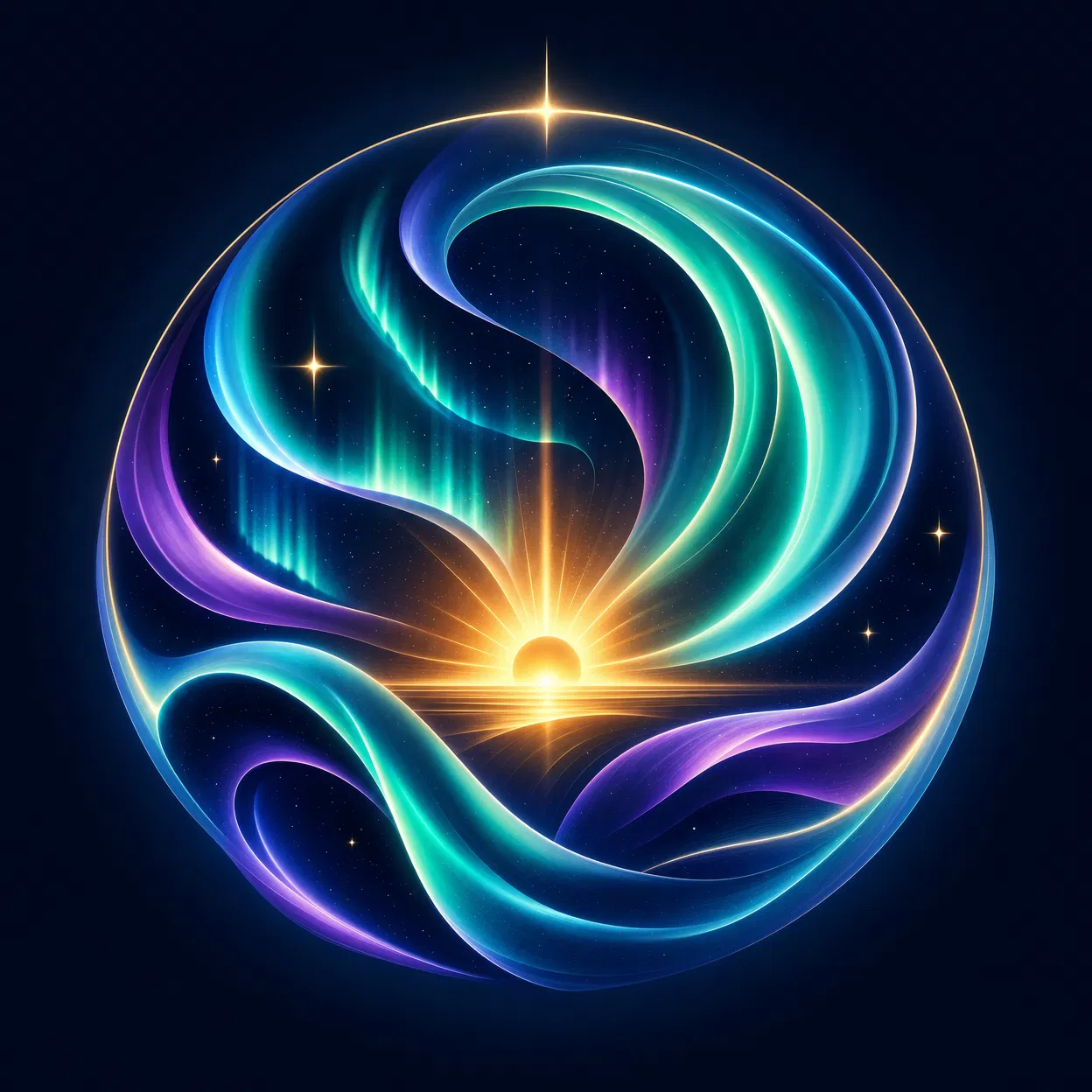 Emblema luminoso abstracto de Aurora