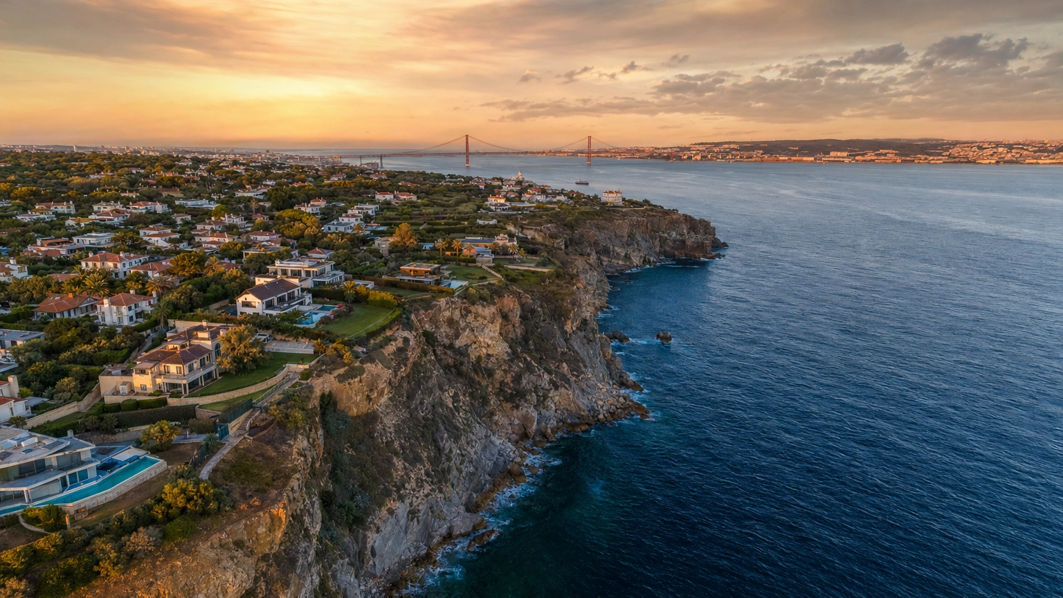 Côte portugaise au coucher du soleil