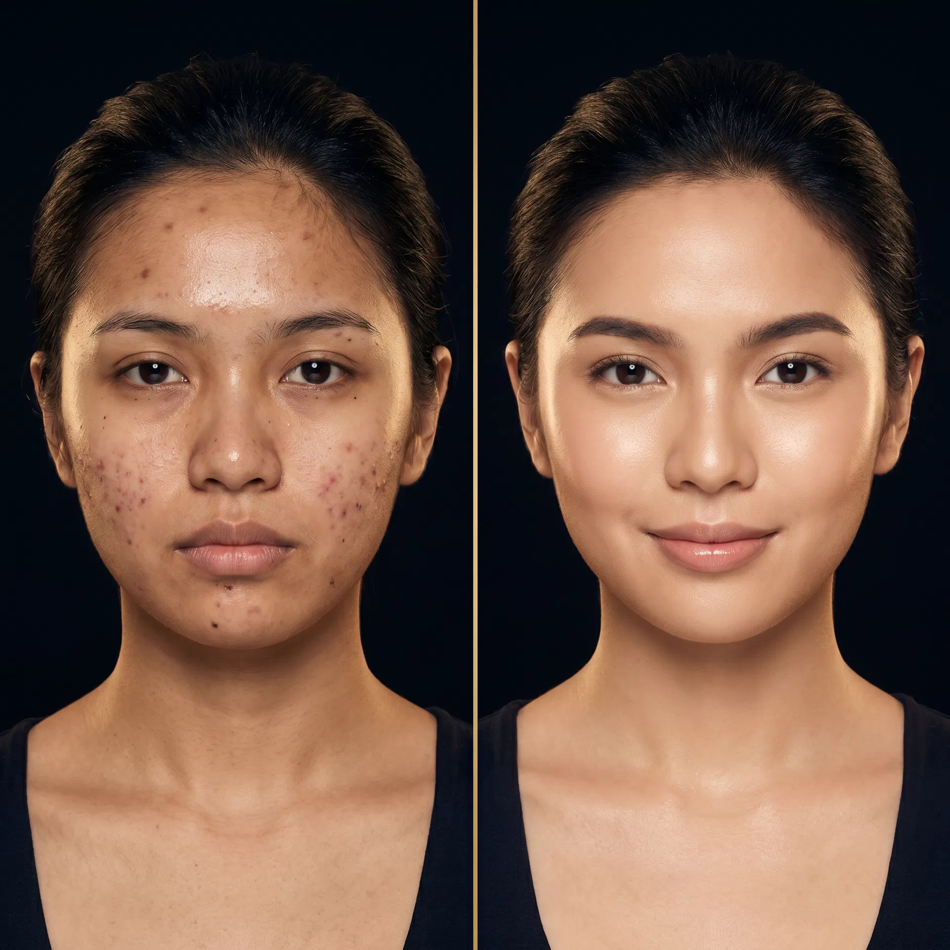 Before and after results — acne & dark spots