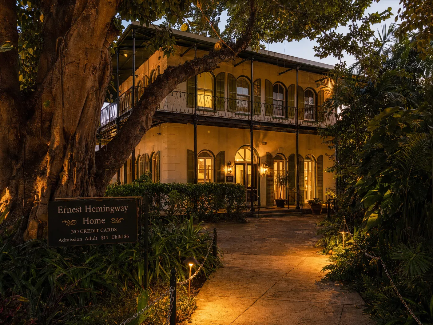 Hemingway Home at night