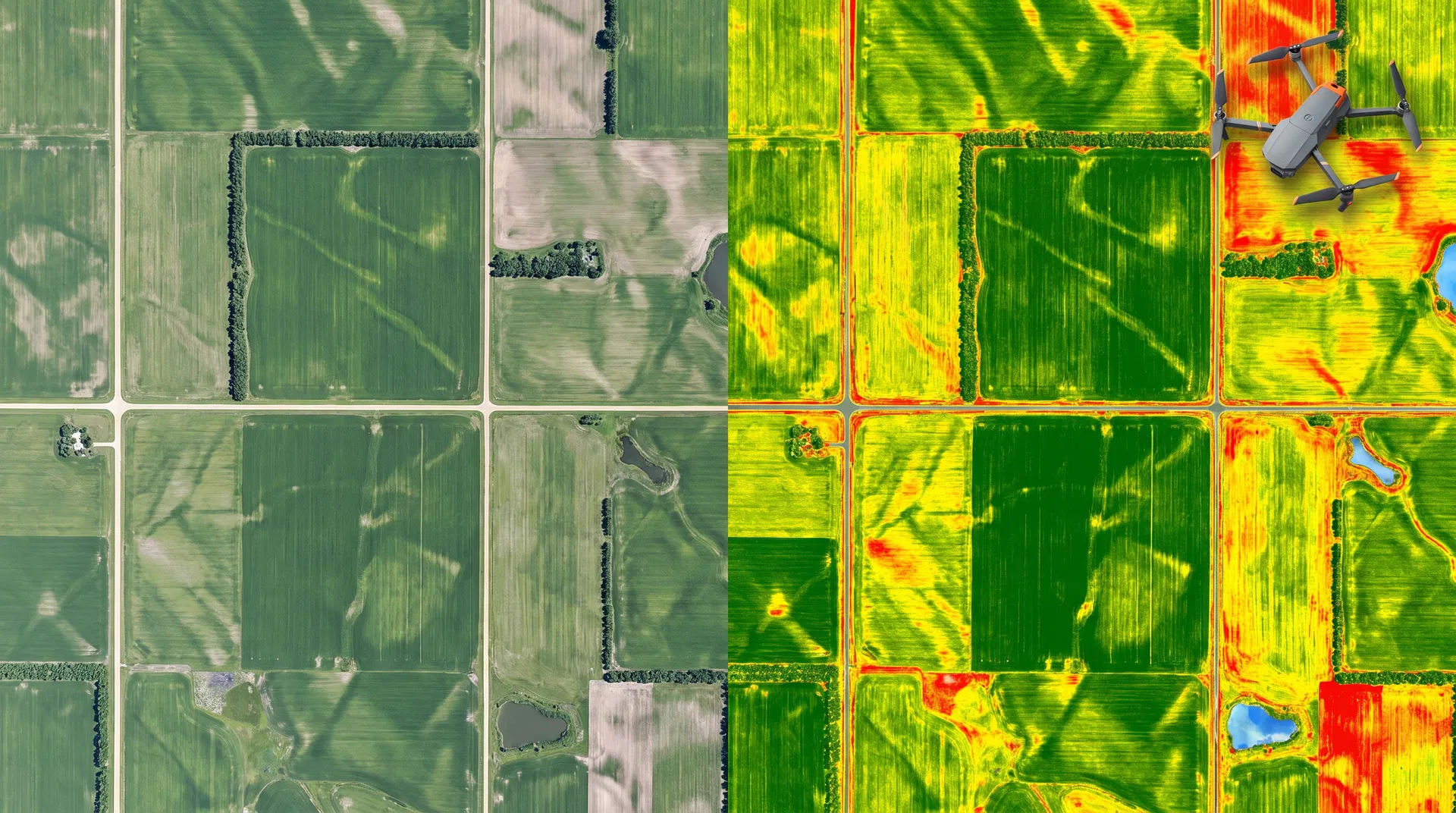 Aerial crop health map showing field variability
