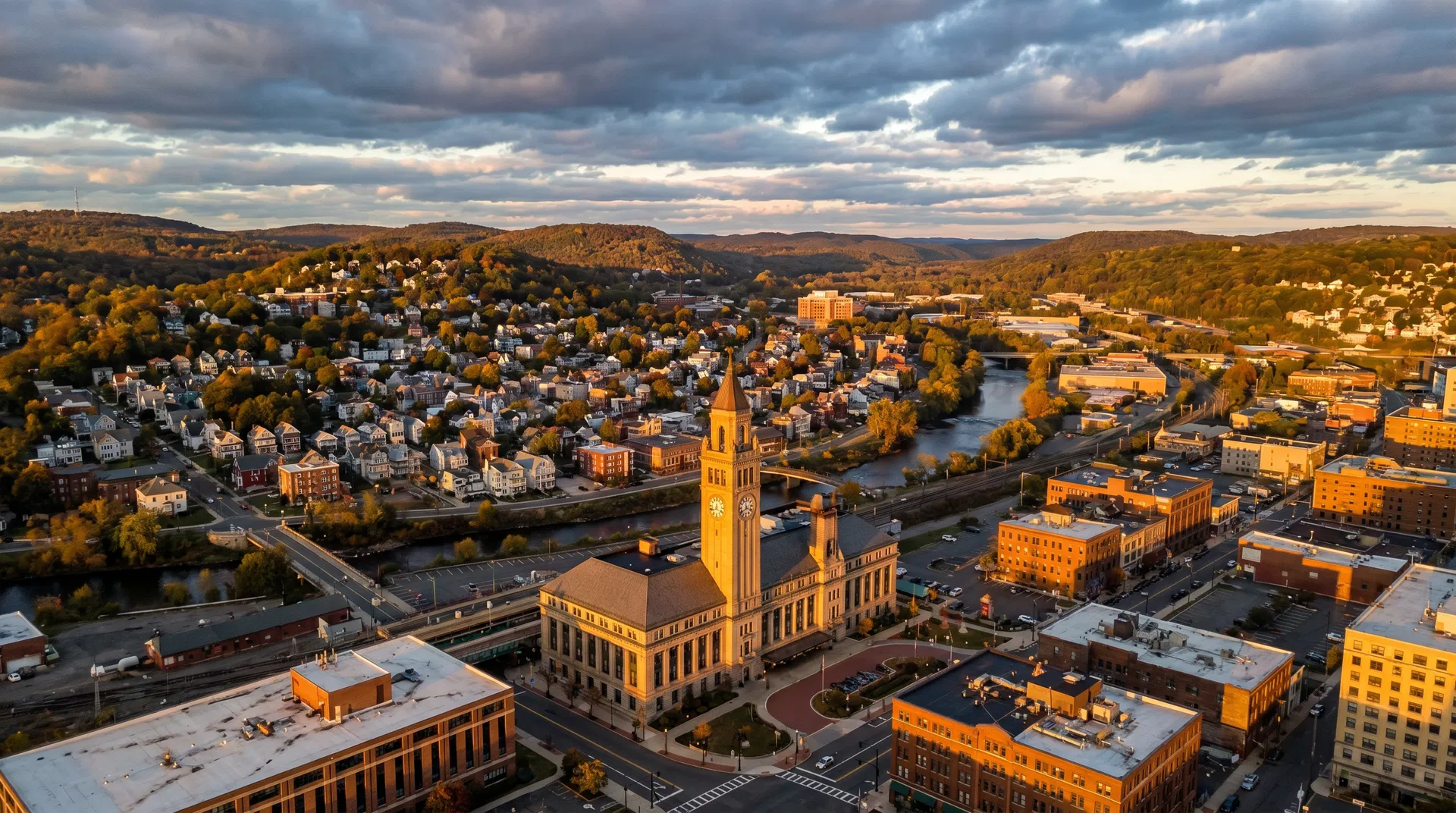 Aerial view of Waterbury, Connecticut