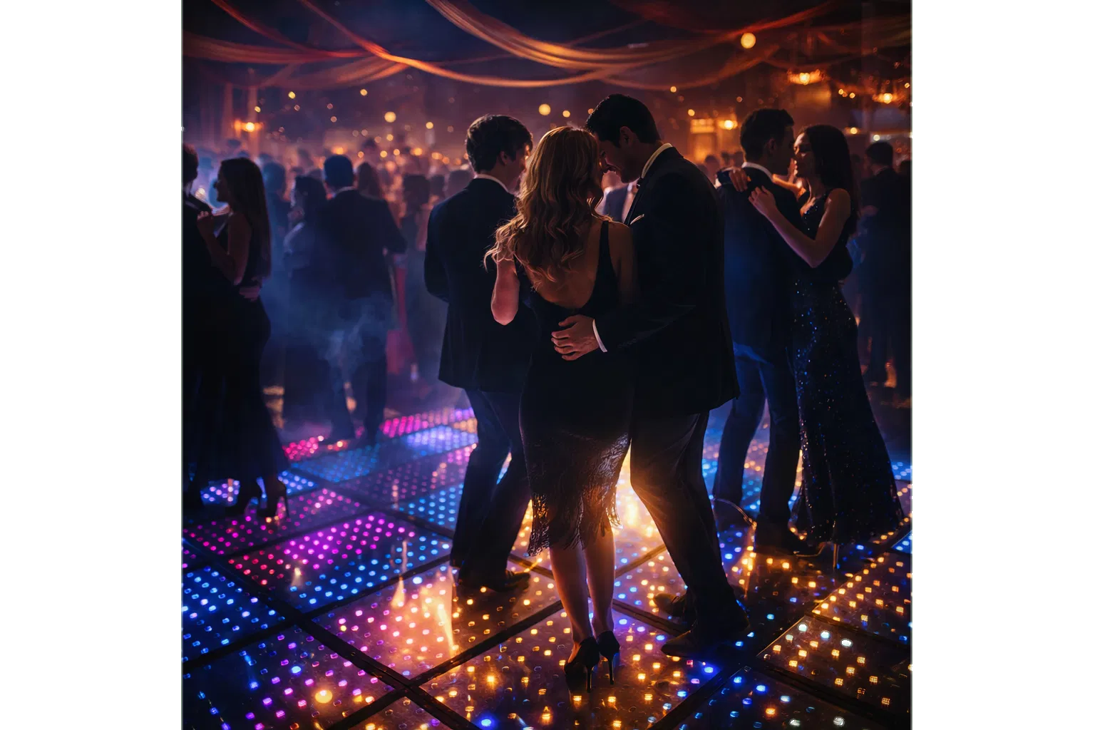 LED dance floor creating vibrant atmosphere