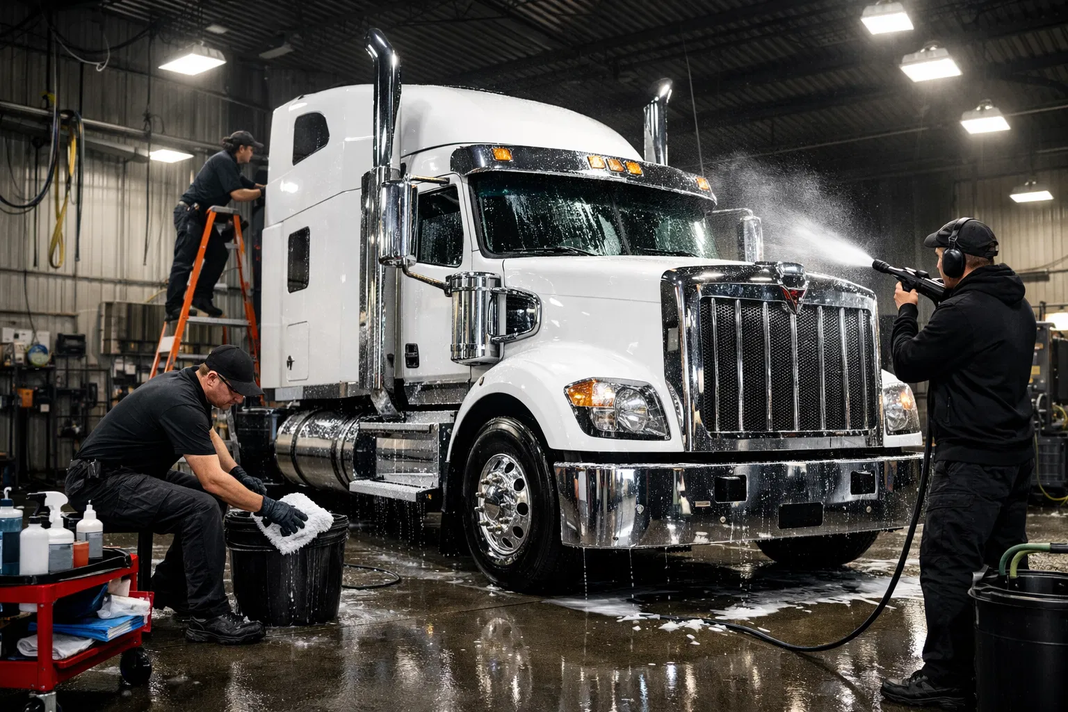 Professional fleet and semi-truck detailing in Edmonton