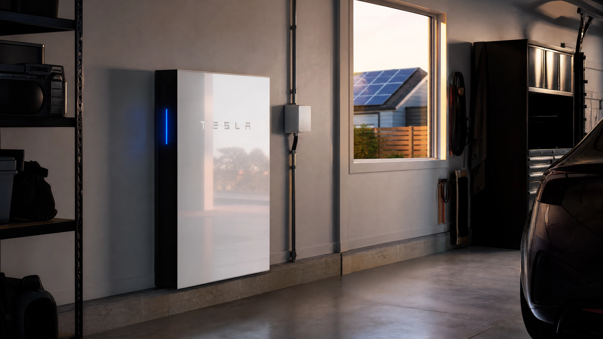Tesla Powerwall installed in garage