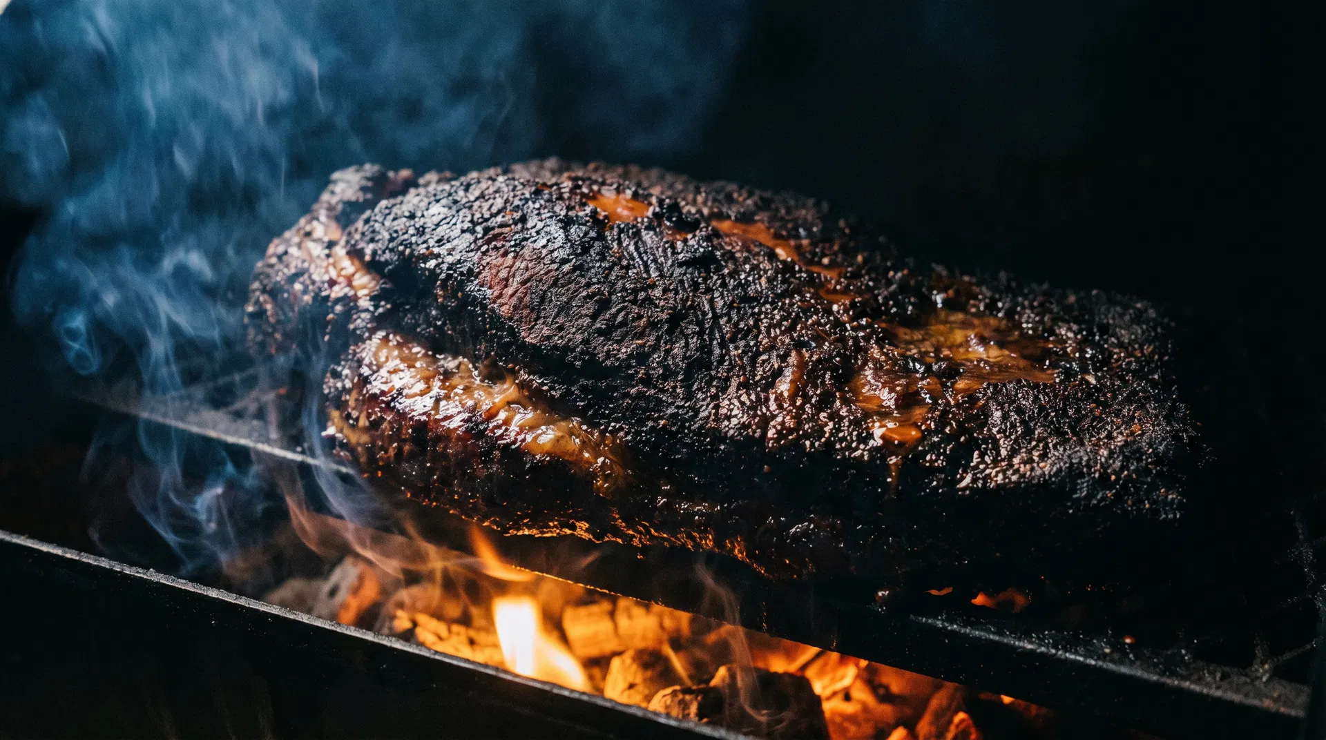 BBQ brisket on smoker