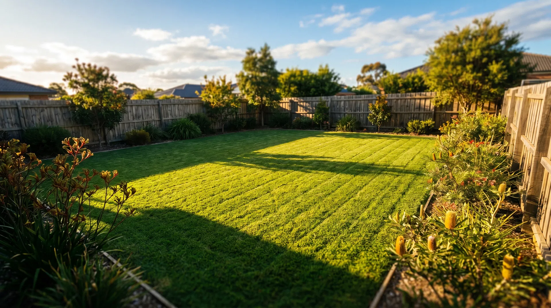 Lush Australian backyard lawn