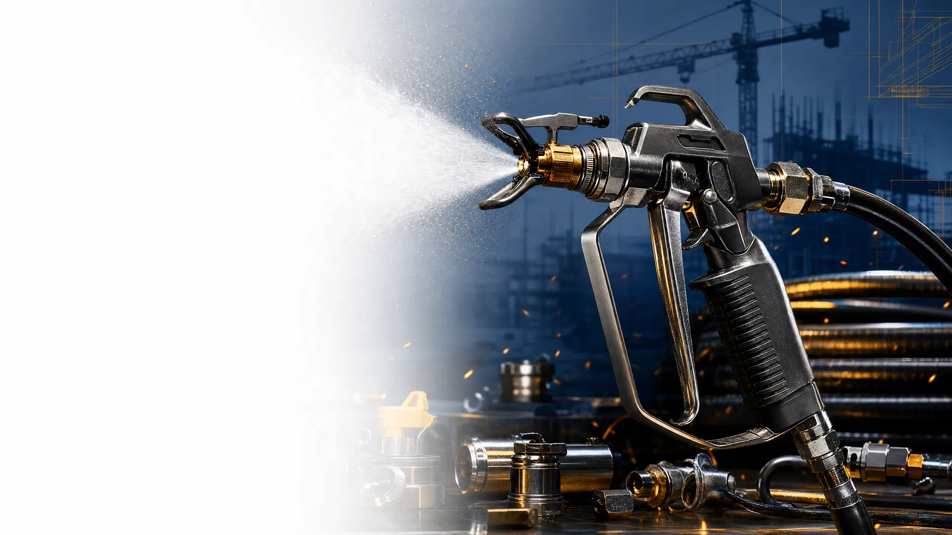 Pistola Airless em ambiente industrial premium