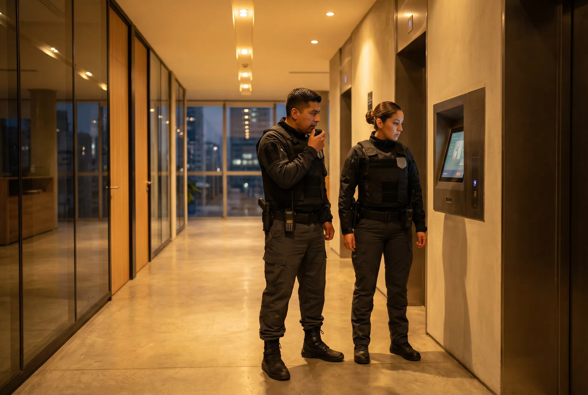 Guardias de seguridad en patrulla