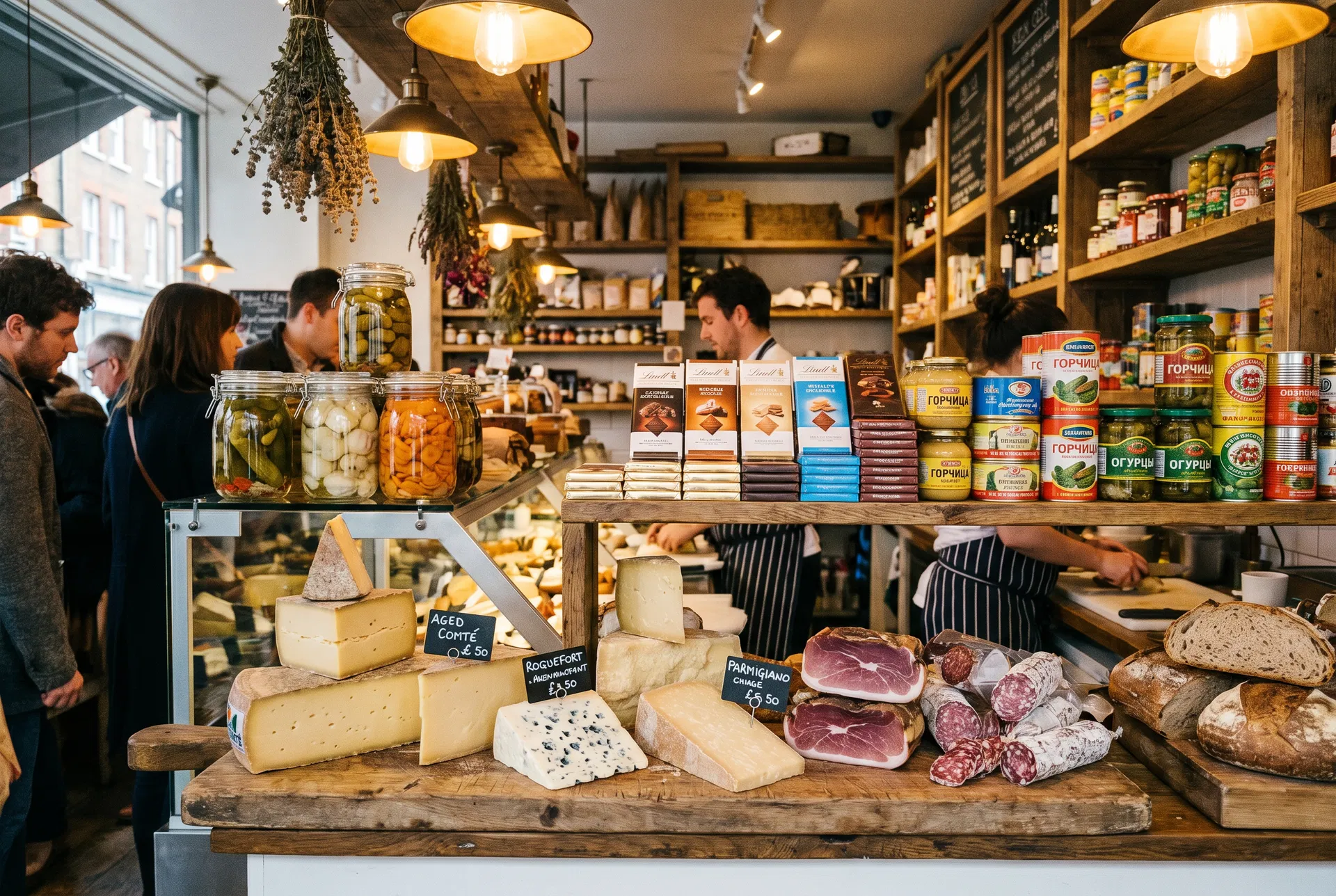 European Sweetness deli counter — imported cheeses, cured meats, and specialty European groceries