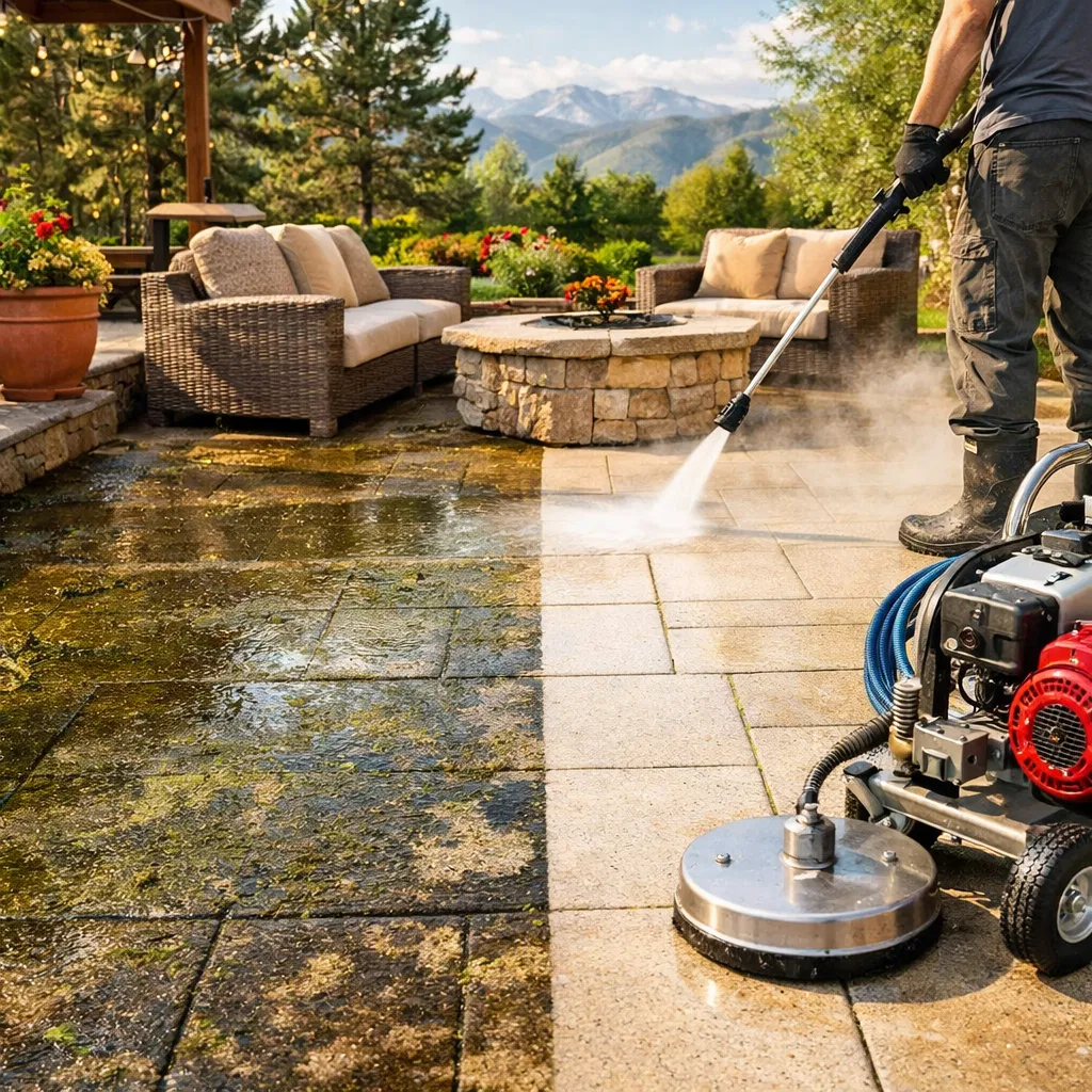 Professional patio pressure washing in Denver
