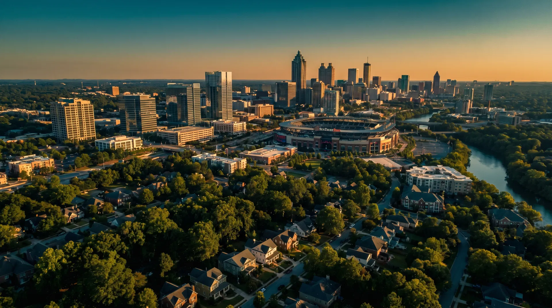 Smyrna and Vinings Atlanta Georgia real estate aerial view