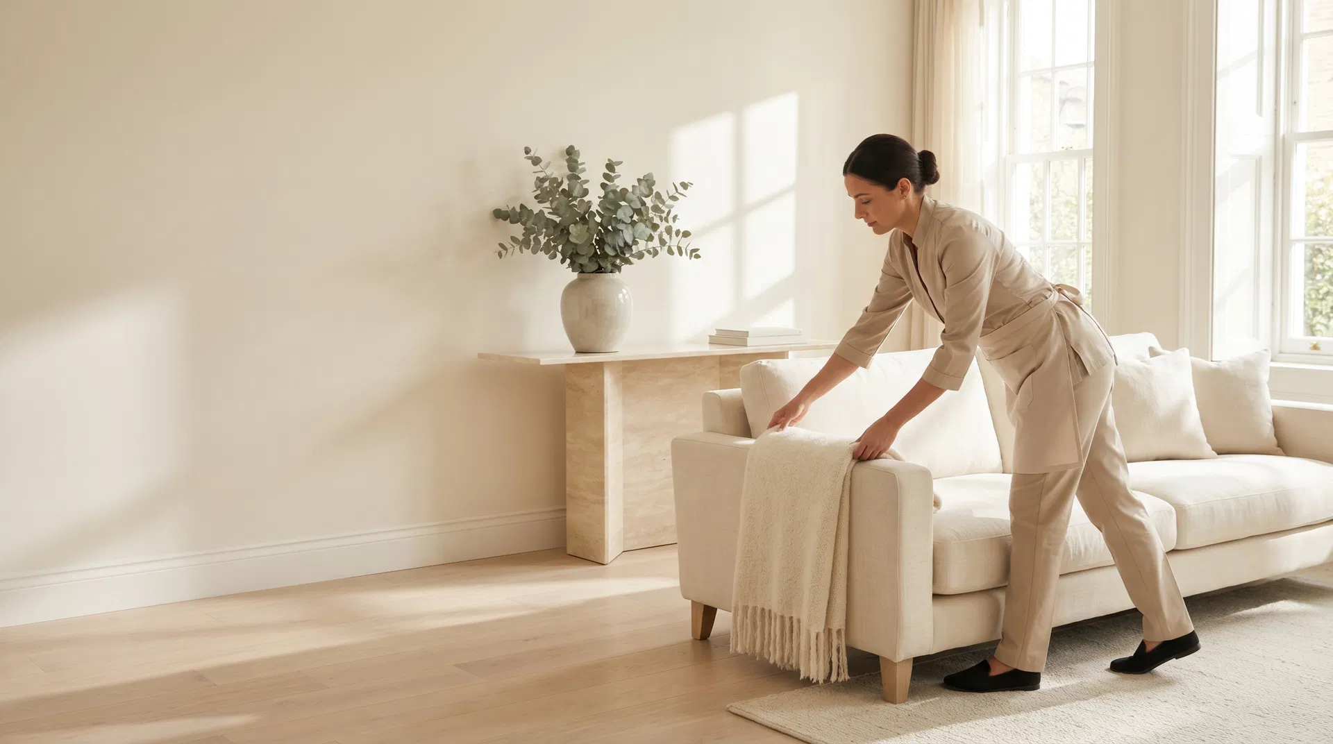 A bright kitchen after a thorough deep cleaning service.