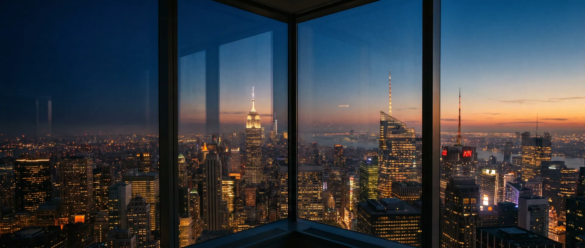 City skyline at twilight