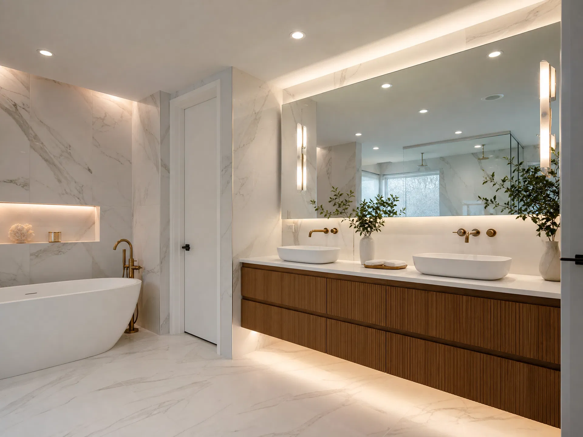 Double Vanity Marble Bath