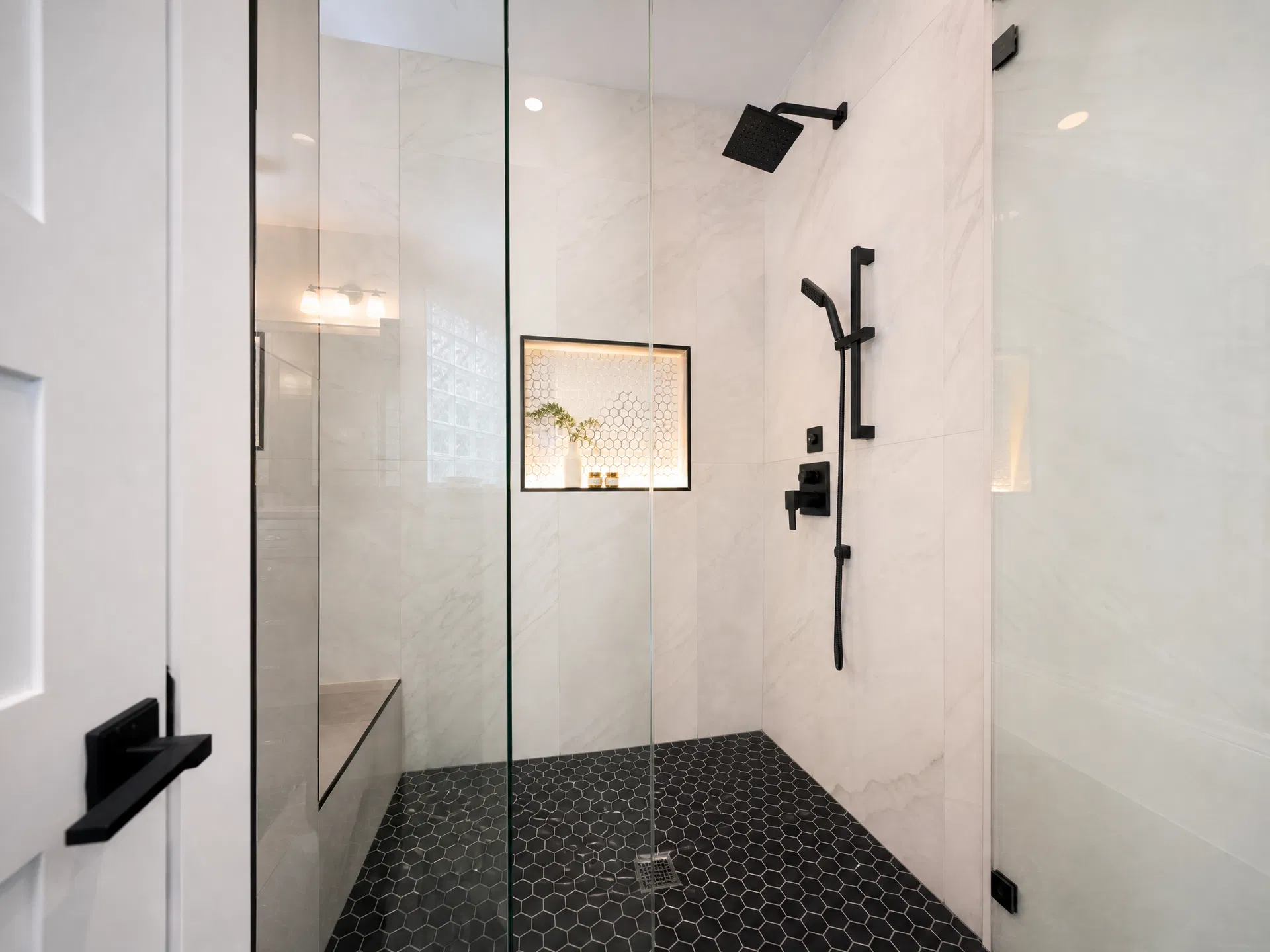 Black Hex Shower Floor