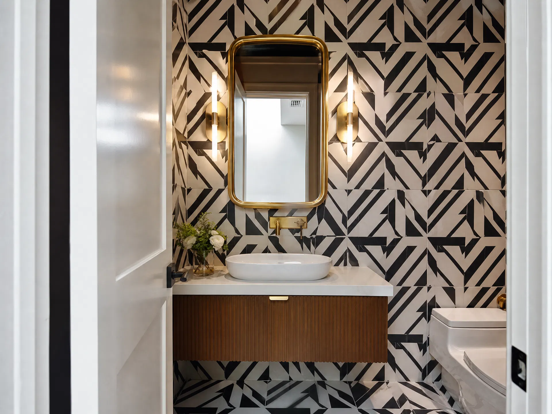 Bold Geometric Powder Room