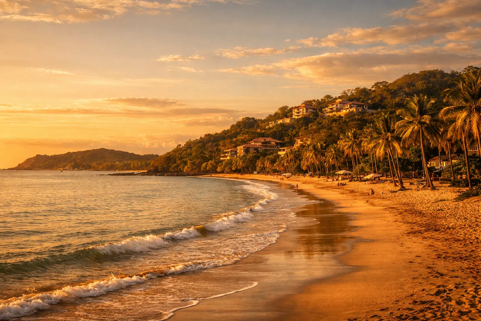 Tamarindo coastline at golden hour