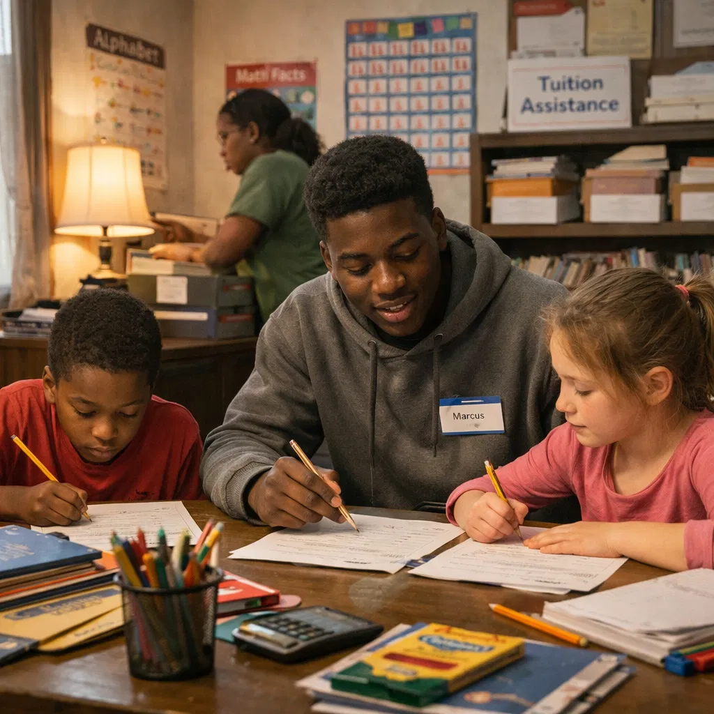 Students receiving tutoring support in classroom