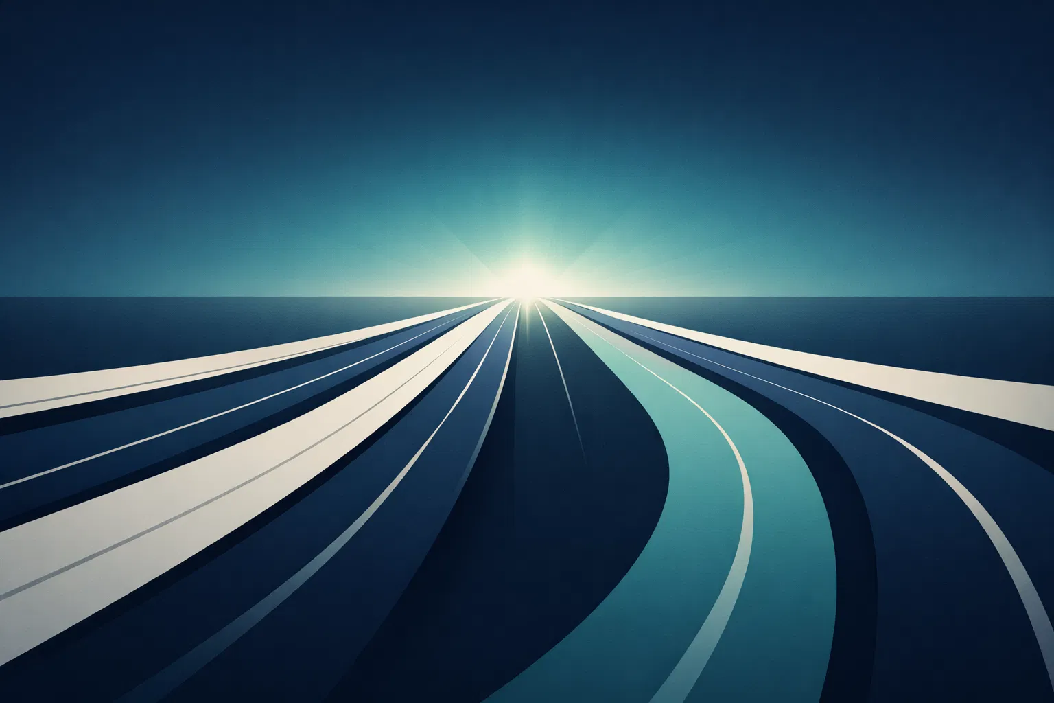 Multi-lane pathway converging to destination