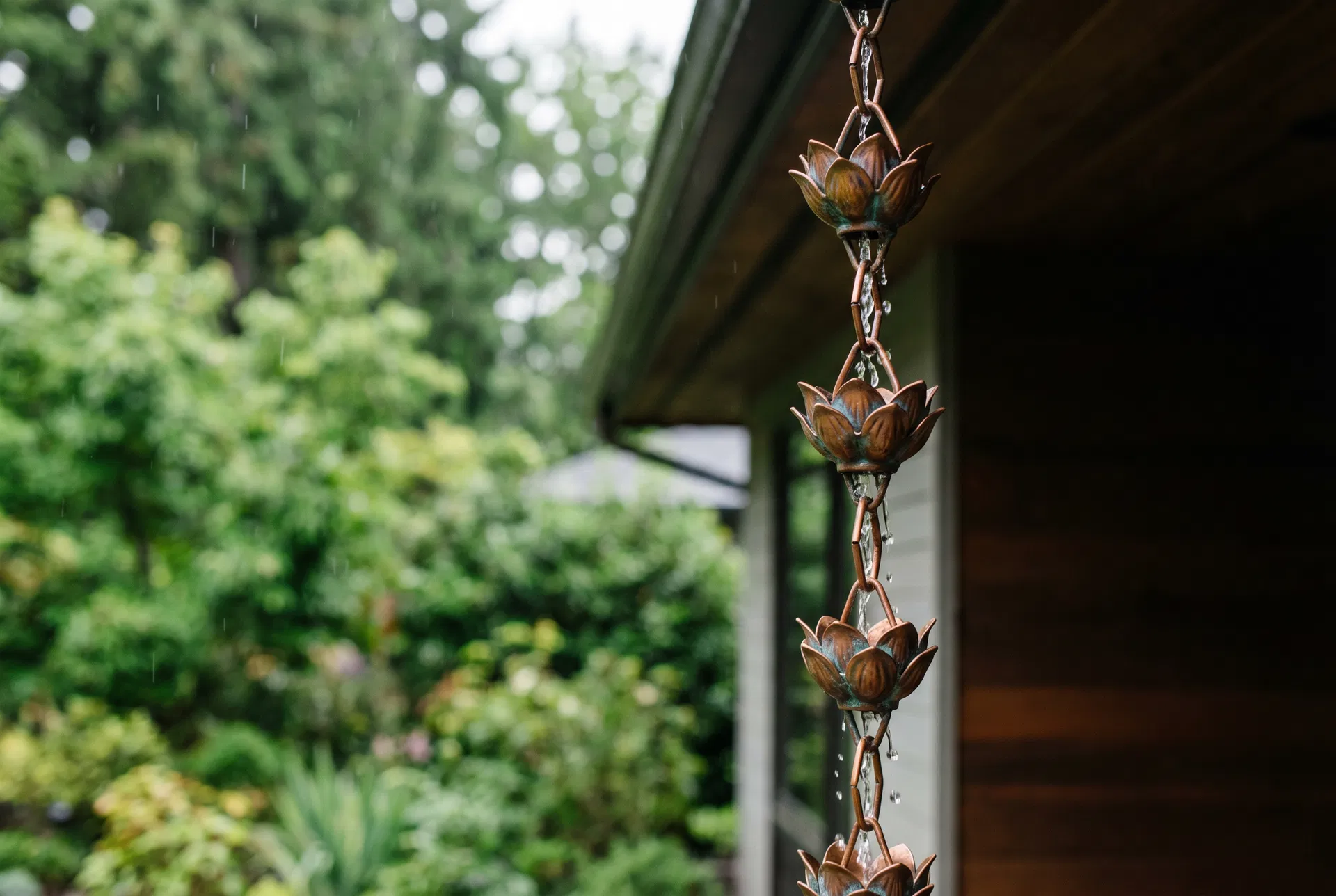 Decorative Rain Chains — seamless rain gutter service in Ventura, Santa Barbara, and San Luis Obispo Counties