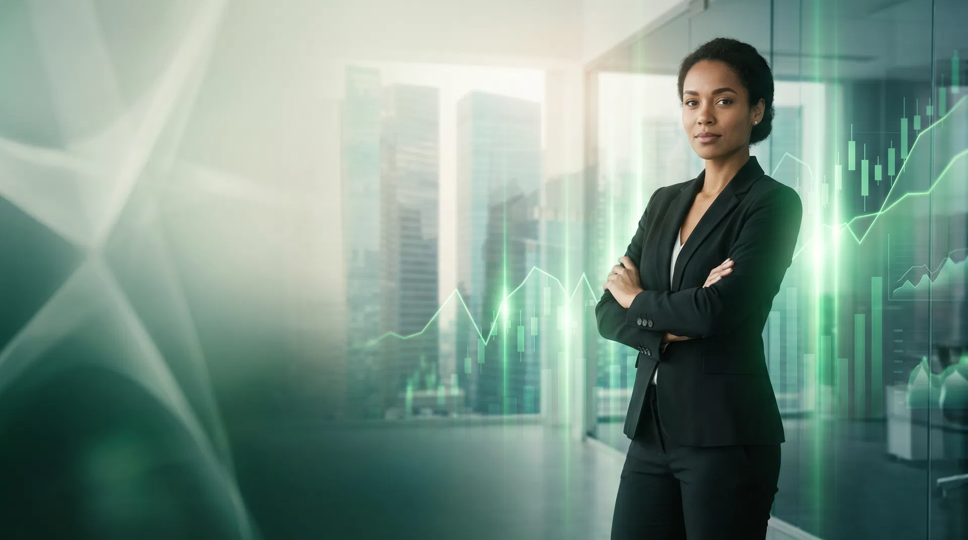 Profissional em destaque representando confiança, liderança e crescimento