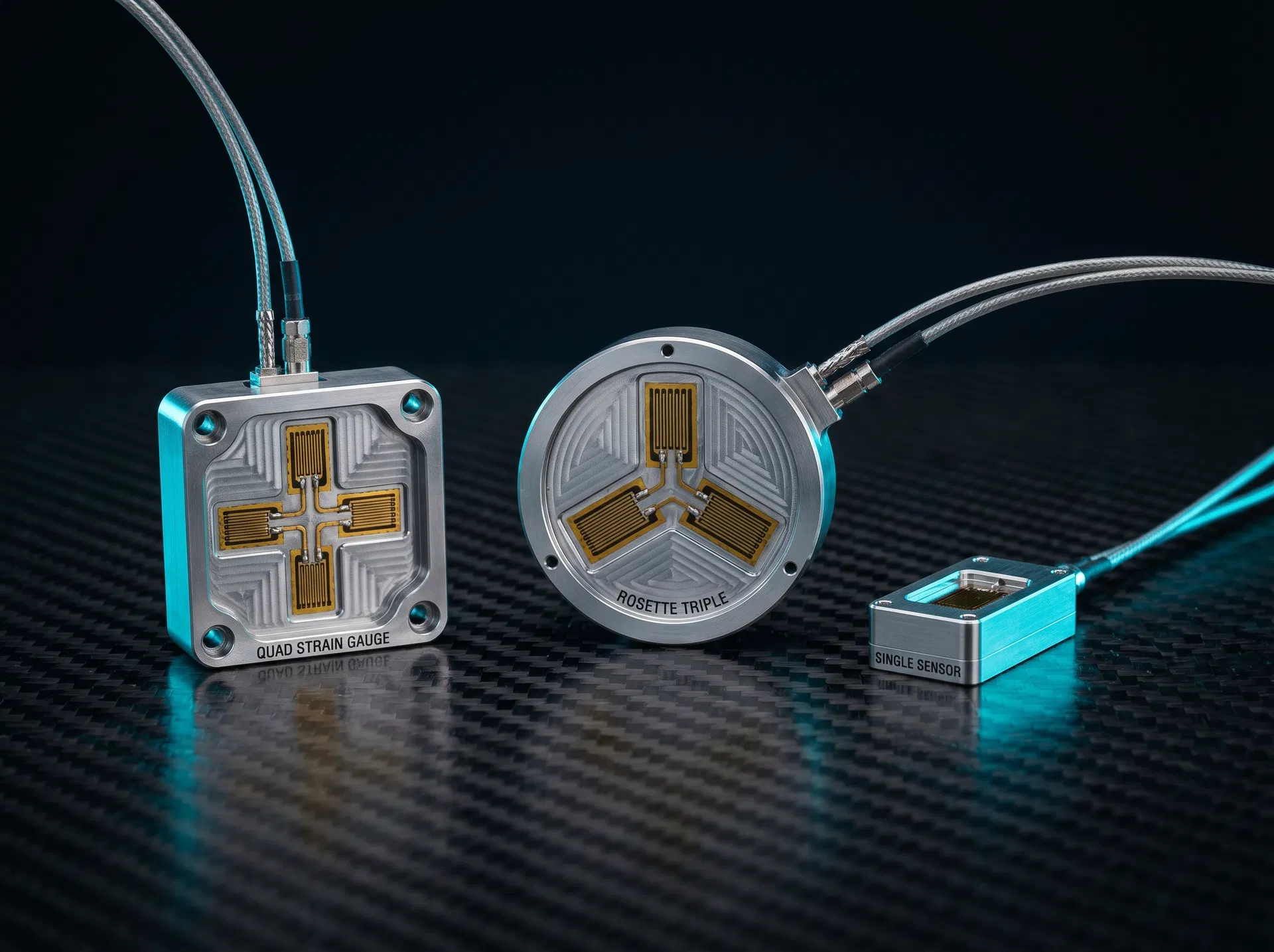 FLEX AI Sensor Suite — Quad, Rosette, and Single sensors