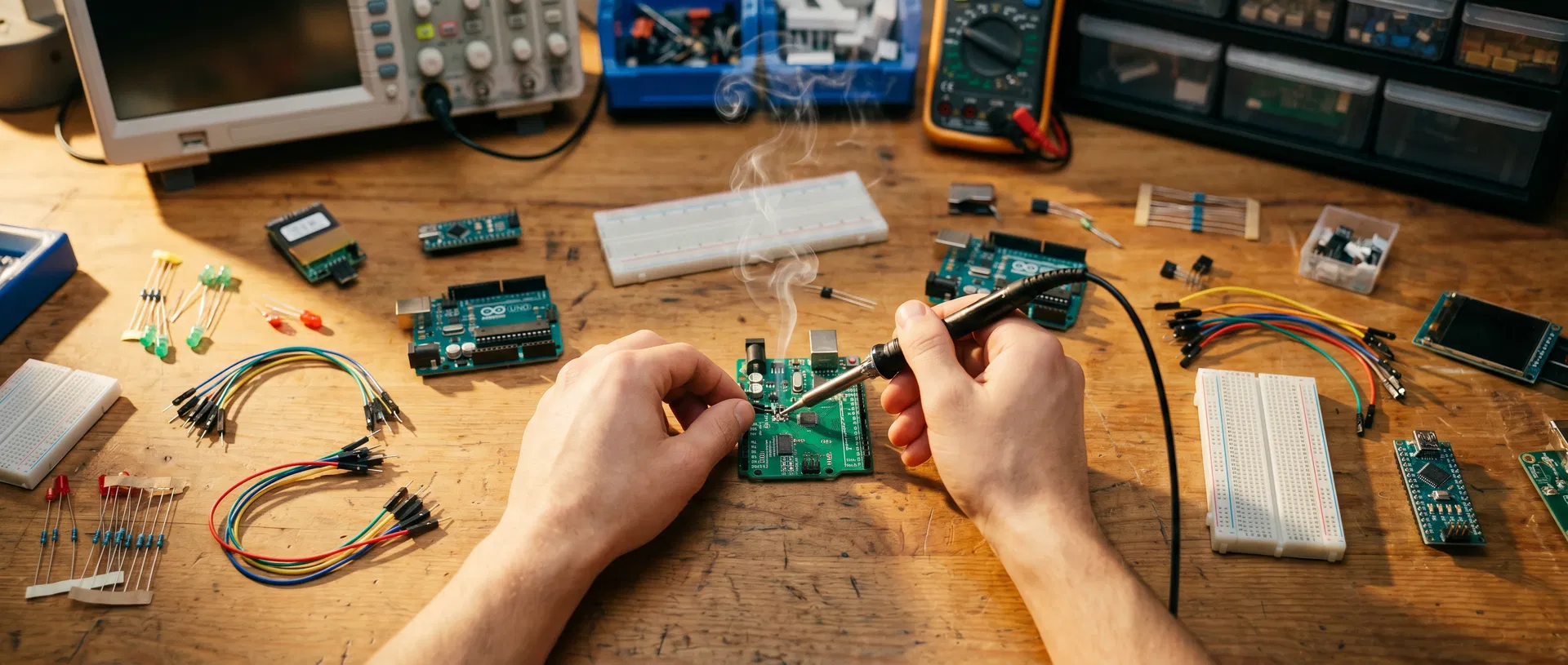 Arduino workbench with components