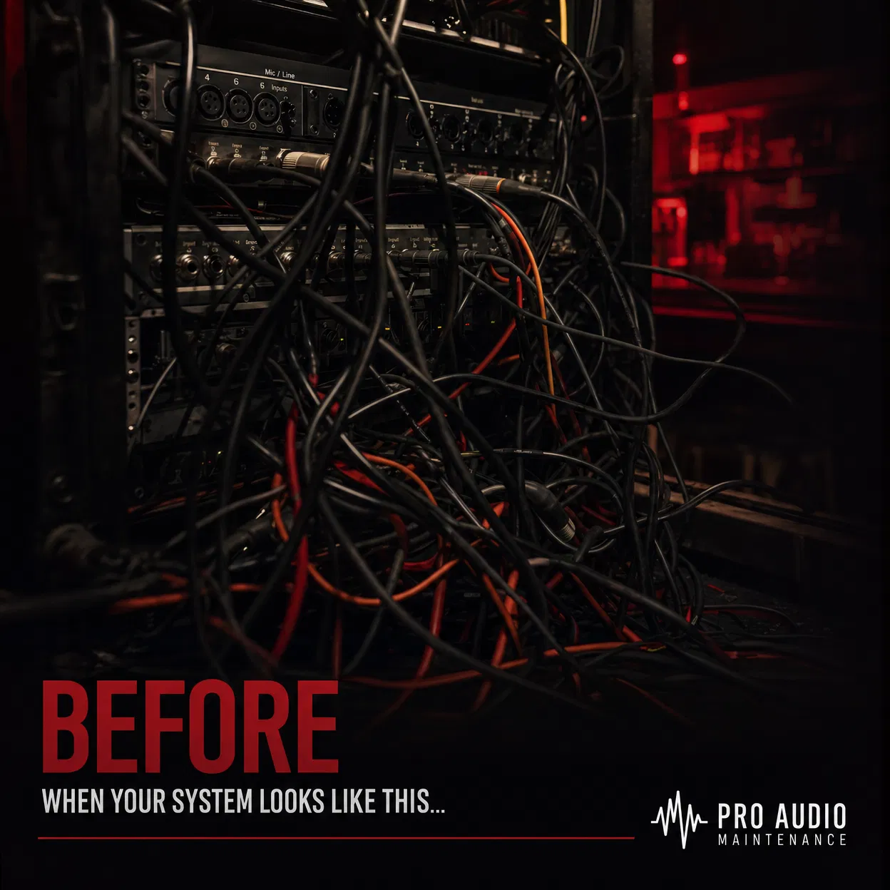 Antes: cables desorganizados