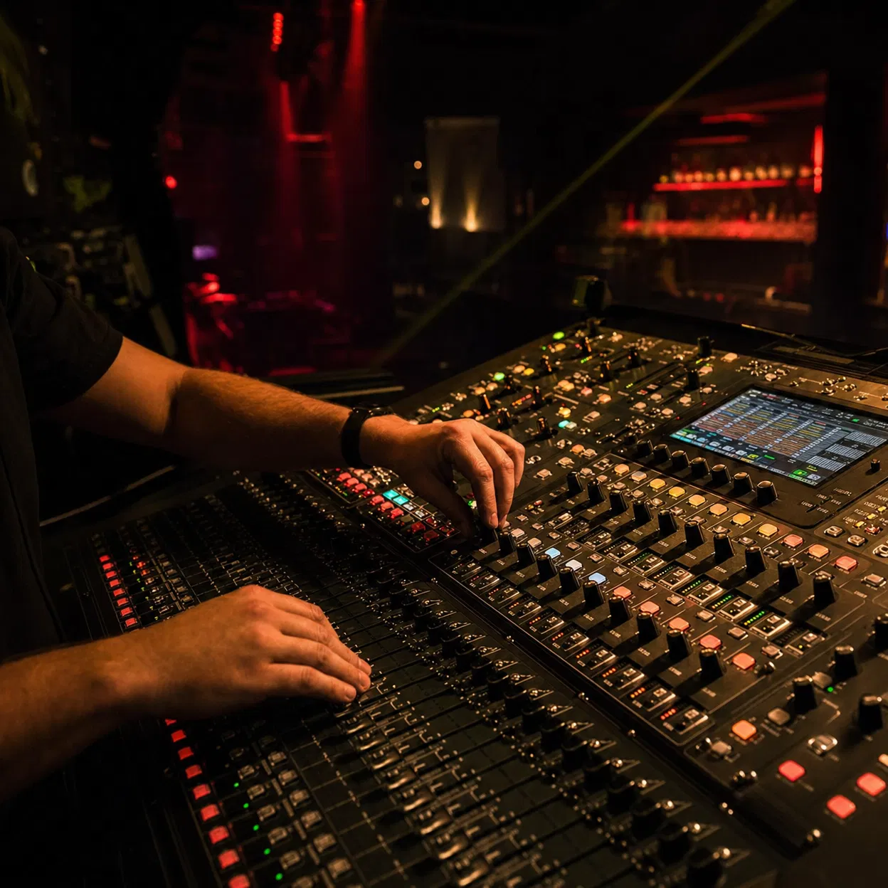 Calibración profesional de consola de mezcla