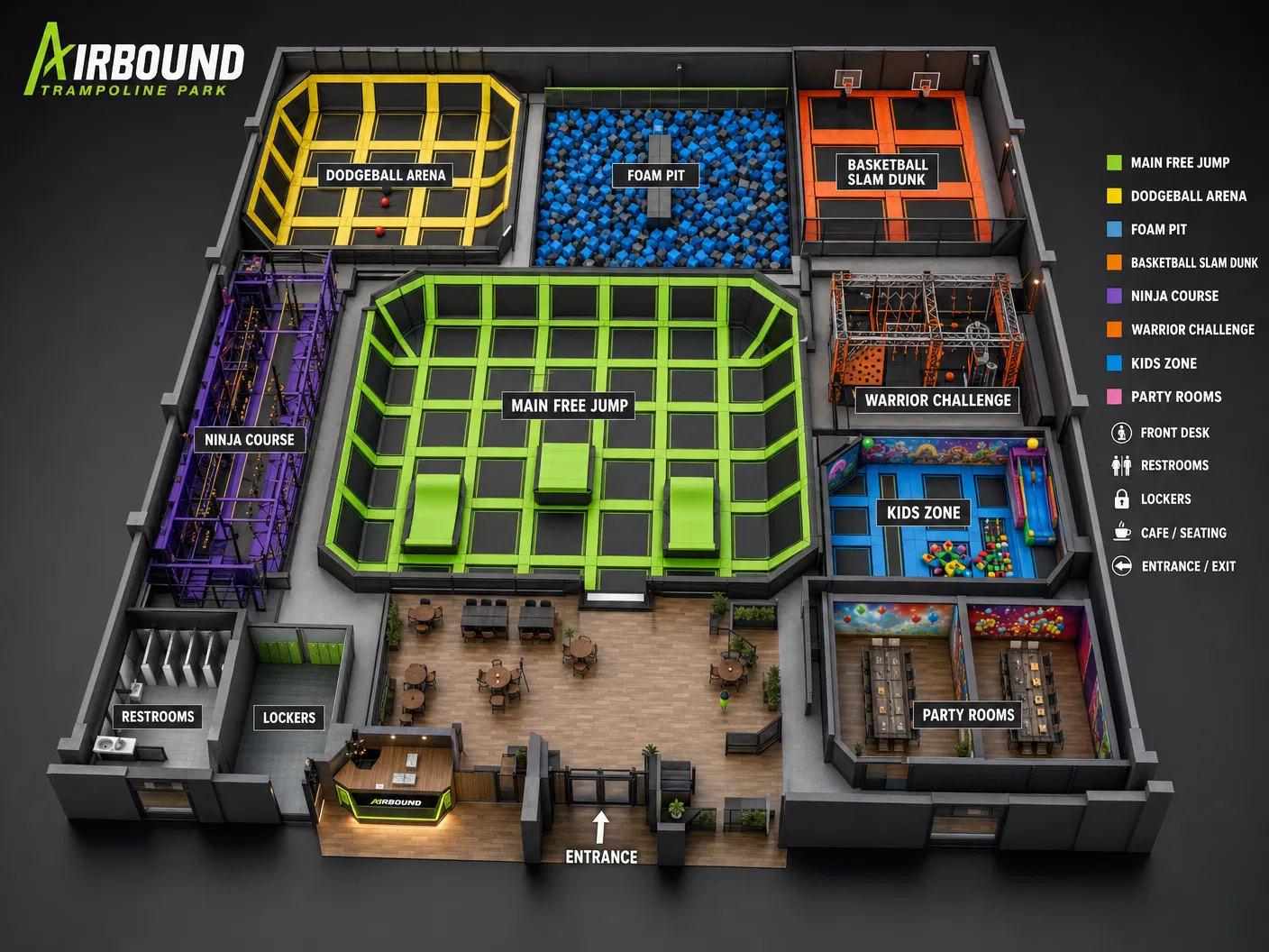 Plan du Trampoline Park — Conception 3D