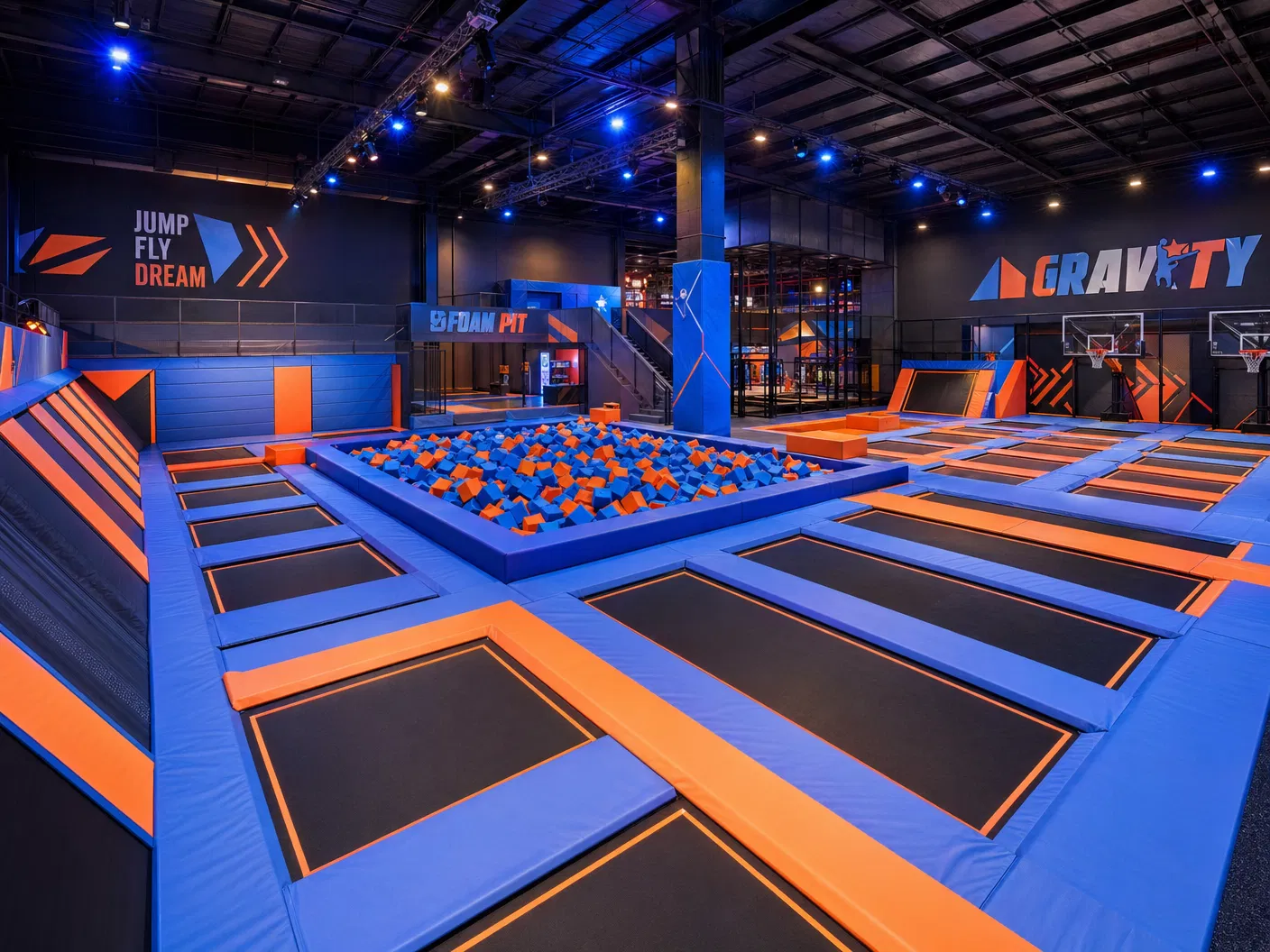 Vue intérieure 3D — Trampoline Park