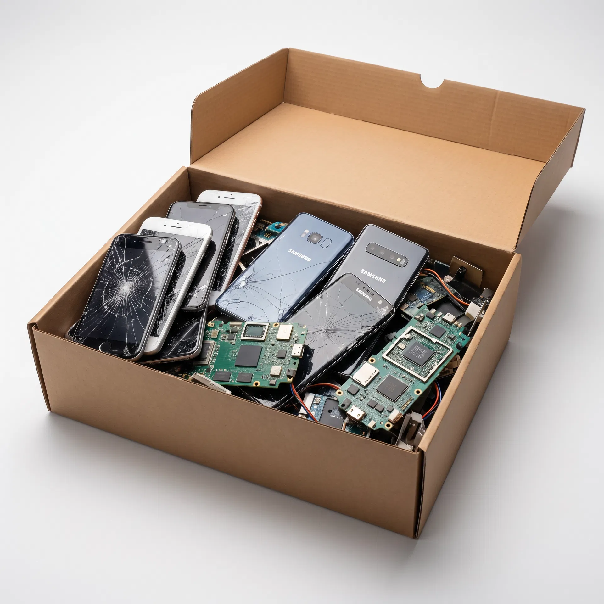 Broken iPhones and circuit boards