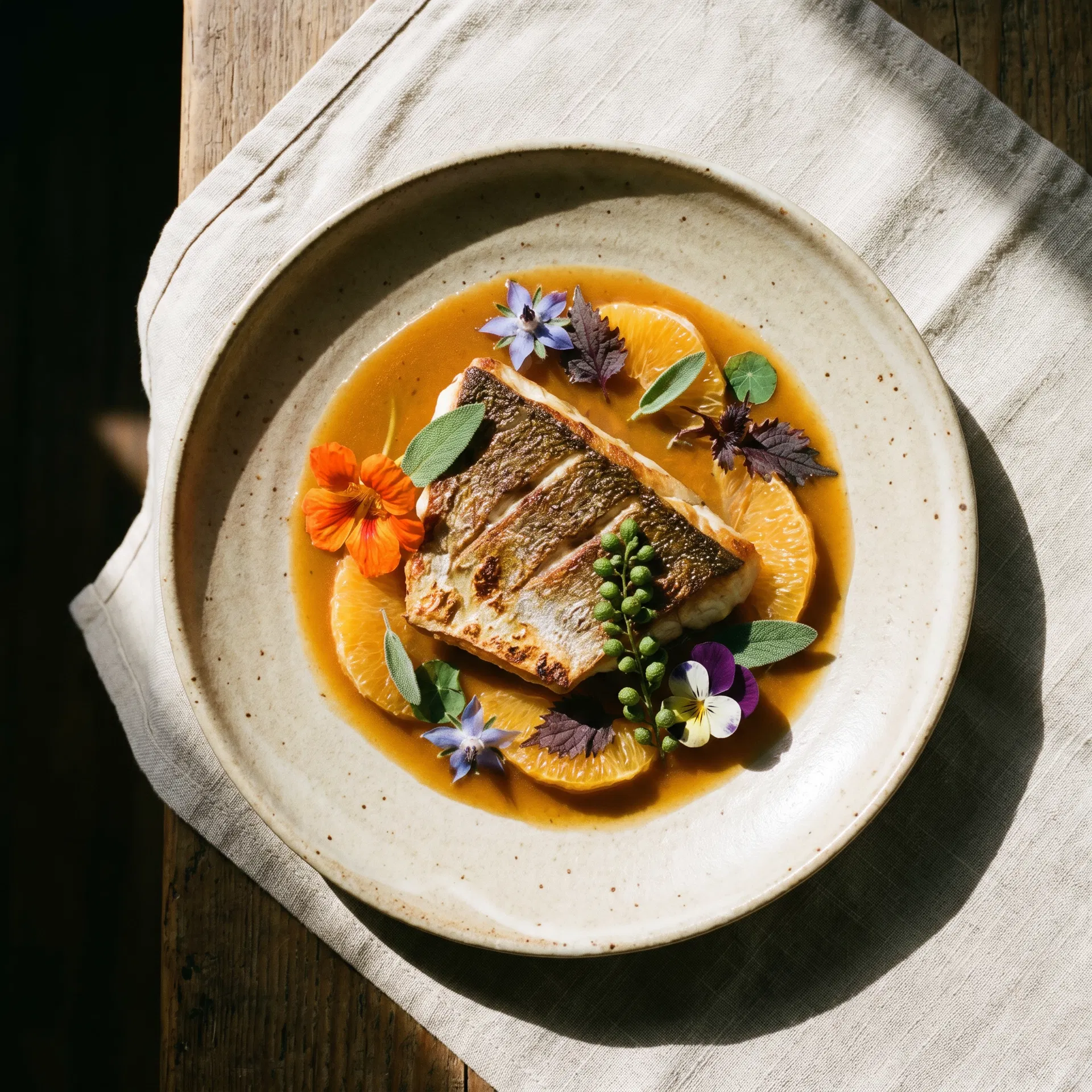 真鯛のポワレ 伊予柑バターソース